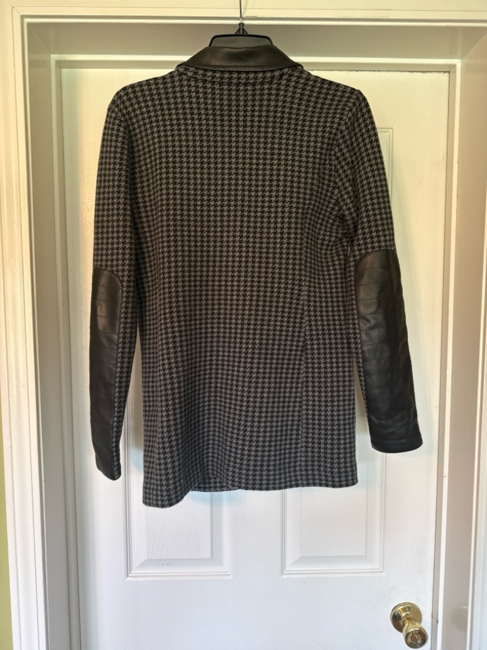 Lauren Ralph Lauren Houndstooth Blazer Faux Leather Trim Equestrian Preppy S - Picture 3 of 8